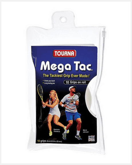 Tourna overgrips Mega Tac Wit 10 stuks